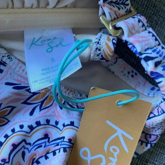 New Double Ruffle Bandeau and High Waist Bottoms Bikini - Kona Sol Small - Picture 8 of 9